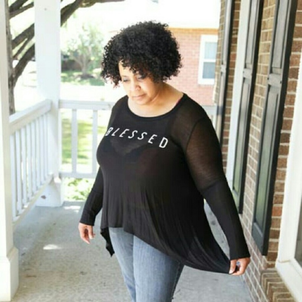 PUS SIZE Fashionomics L/S Asymmetrical Tee